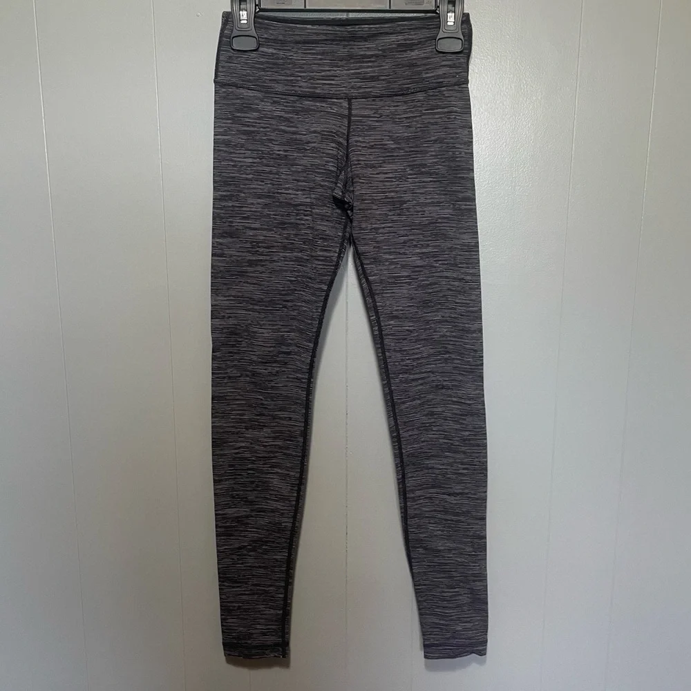 Lululemon Wunder Under Heathered Gray Black Tights Leggings Size 4